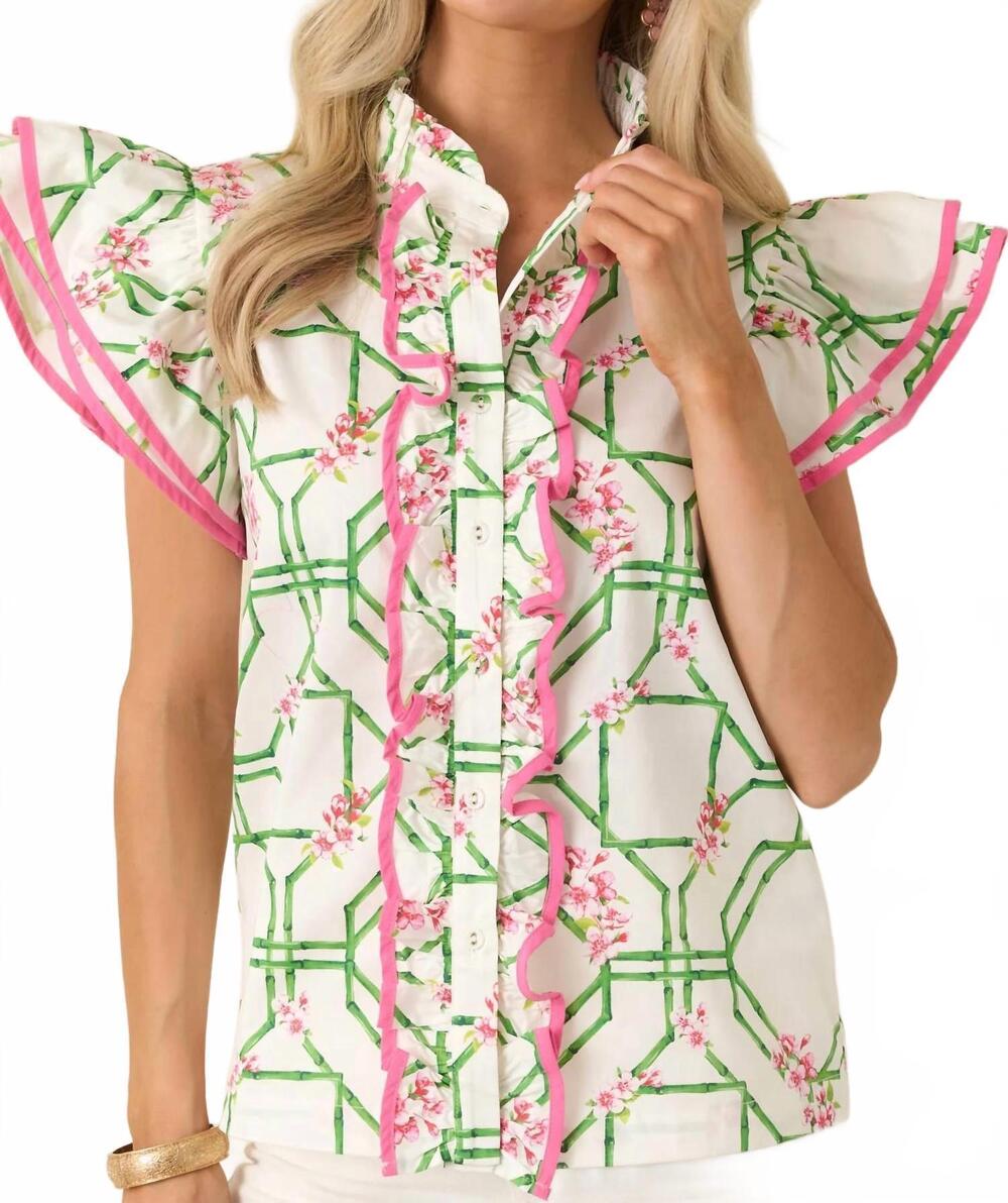 NEW PROSPERINA gracie top in white multi floral